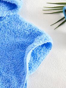 男婴可爱蓝色卡通图案连帽泳衣罩衫 - 藍色 - 查看 6