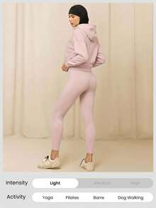 GLOWMODE 24英寸 FeatherFit™ 红色高腰侧袋紧身裤，适合健身和秋冬季穿着 - 淺粉色 - 查看 5