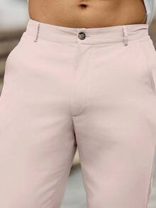 Manfinity Homme Men's Solid Color Pocket Casual Versatile Commute Pants - Baby Pink - View 6