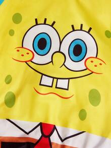 SpongeBob SquarePants | SHEIN 1 件可爱卡通印花宠物装饰服，家居服，睡衣，猫咪衣服，狗狗衣服，尺码 XXS-XXXXL，特小号，特大号，海绵面料，活泼可爱 - 黃色 - 查看 4