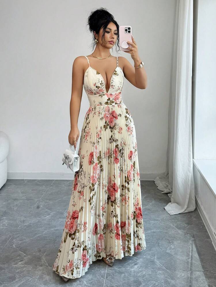 Rafferiza Vestido elegante y sexy de mujer con estampado y volantes - Multicolor - Añade 6