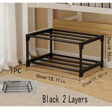 1PC Steel Pipe & Plastic Simple Shoe Rack, Space-Saving Under-Bed Shoe Storage Organizer, Multi-Tier Entryway Shoe Rack - Multicolor - View 13