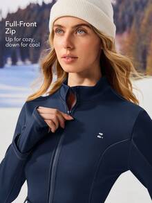 OutZeal 女士户外连体衣，保暖内衬，适合滑雪、徒步，修身剪裁，前拉链带拇指孔 - 藍色 - 查看 3