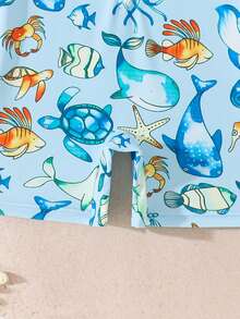 SHEIN Baby BoyLong Sleeve Swimsuit Set With Swim Cap, One-Piece Swimwear For Swimming, Beach, Pool, Water Play Baby Boy Swimsuit With Hat Baby Beach Wear Baby Boy Beach Essentials Baby Swimwear Baby Rash Guard With Hat Upf Baby Swimsuit Baby Boy Swim Rashguards Baby Beach Gear - Multicolor - View 7