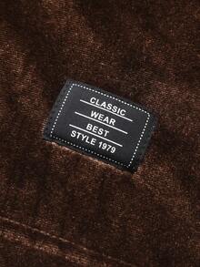 Manfinity Homme Men's Spring/Autumn T-Shirt Set, Round Neck Velvet Short Sleeve Top + Comfortable Shorts, Easy Care, Outfit - Coffee Brown - View 4