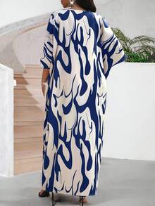 SHEIN Lady Váy Maxi Một Mảnh Tay Dài Cổ Điển Màu Trắng Dệt Kim Mùa Thu Đông Trang Phục Mùa Thu Cho Nữ Trang Phục Đi Chơi Áo Choàng Cho Nữ Váy Mùa Đông Bốn Mùa Trang Phục Đi Biển Cho Nữ Trang Phục Công Sở Thường Ngày Cho Nữ - Xanh đậm - Xem 2
