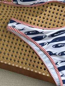 Swim Mod Bộ bikini hai mảnh in hình cá dễ thương dành cho nữ, gồm áo hai dây và bikini tam giác, thích hợp cho mùa hè. - Nhiều màu - Xem 4