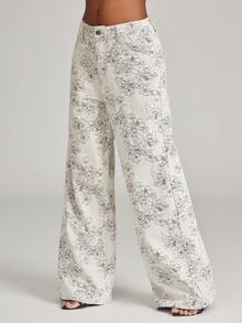 NYA SZN Fashionable & Elegant Commuting Jacquard Wide-Leg Jeans - Multicolor - View 6