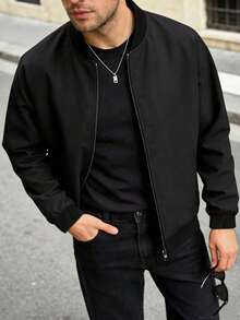 Manfinity Homme 男士休闲棒球夹克套装，春秋季 - 彩色 - 查看 3