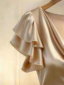 GlowEve Women's Woven Elegant And Fashionable Summer Blouse - Apricot - View 5