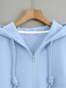 Resyla 女士天蓝色卫衣，纯色设计，优雅休闲，适合户外旅行穿着 - 淺藍色 - 查看 4