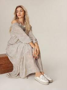 Styleloop Giày mules hở mũi thêu hoa phong cách Bohemian dành cho nữ - Màu be - Xem 6