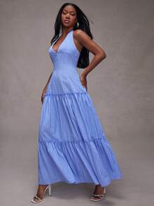 NYA SZN 露背吊带蕾丝长裙 - 綠色 - 查看 3