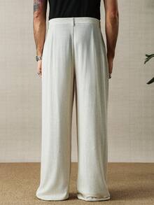 HUEFORM Men's Linen Woven Loose Casual Long Pleated Pants Suitable For Spring/Summer/Autumn - Apricot - View 3