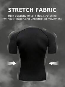 Manfinity Sport Corelite 2 chiếc áo thun thể thao nam mùa hè, kiểu dáng thường ngày, in họa tiết, tay ngắn raglan, ôm dáng, màu đen. - màu đen - Xem 2