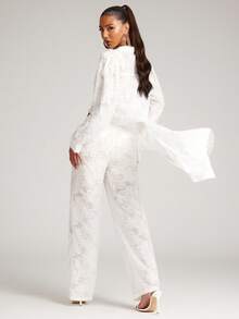 NYA SZN Pant Trouser Pocket Floral Elegant Sexy Wedding Party Night Bridal Office Siren Work Wear Independence Day White Outfits For Women Summer - White - View 2