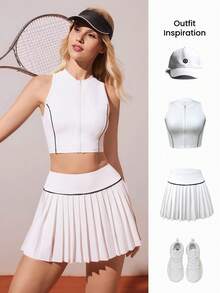 CourtClass Set de 2 piezas: Top corto sin mangas y falda mini plisada - Conjunto de tenis - Multicolor - Ver 5