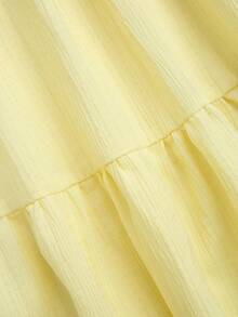 GlowEve Women's Vacation Sleeveless Lace Patchwork Strap Mini Dress, Casual Summer,Textured Fabric - Light Yellow - View 4