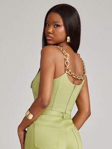 NYA SZN Gabi Top Chain Detail Stap Sleeveless Fitted Bustier Corset ...