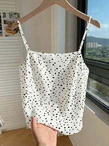 GlowEve Polka Point Satin Women's Backless Tie-Back Tank Top - White - View 2