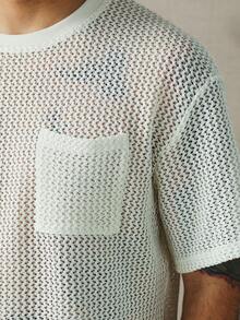 HUEFORM 男士休闲镂空口袋宽松T恤 - 杏色 - 查看 3