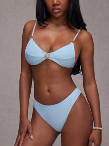 NYA SZN 2.4.3 Swim Two Pieces Bikini Faux Pearl Detail - Blue - View 5