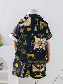 Young Boys' Baroque Printed Shirt And Shorts Set - Multicolor - View 3