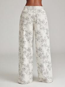 NYA SZN Fashionable & Elegant Commuting Jacquard Wide-Leg Jeans - Multicolor - View 2