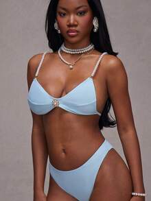 NYA SZN 2.4.3 Swim Two Pieces Bikini Faux Pearl Detail - Blue - View 4