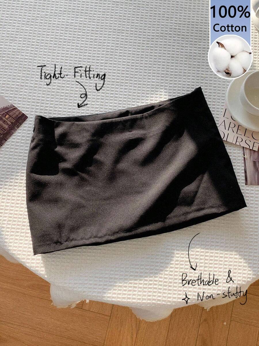 Comfortcana Chân váy ngắn cạp thấp màu đen 100% cotton dành cho nữ - Phong cách mùa hè thường ngày, màu trơn, kiểu Y2K vintage, vẻ đẹp nữ tính nhẹ nhàng, trang phục dễ thương cho lễ hội, đi học, thể thao và tập yoga. - Nhiều màu - Xem 1