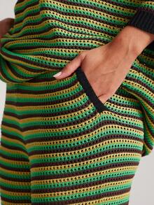 NYA SZN Matching Set (Top & Pant) Top Short Sleeve V Neck Plunge Pant Slim Mini Flare Green Yellow Black Valentine's Day Club Warm Weather NYE New Years Eve Spring Summer Vacation Travel Airport Outfits For Women - Multicolor - View 5