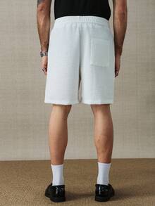 HUEFORM Men's Jacquard White Shorts, Loose Straight Fit, Suitable For Casual Home Wear, Versatile, Comfortable And Fashionable Outerwear Shorts For Men Summer Shorts For Men Mens White Shorts - White - View 5