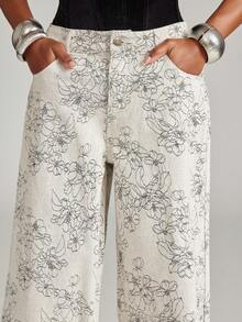 NYA SZN Fashionable & Elegant Commuting Jacquard Wide-Leg Jeans - Multicolor - View 3