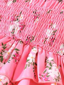 SHEIN Vintaside Kids BABYGIRL Summer Spaghetti Strap Romper With Ruffled Hem, Playful Design For Everyday Wear - Hot Pink - View 7