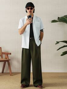 HUEFORM Quần tây ống rộng dáng rộng có túi dành cho nam - xanh quân đội - Xem 5