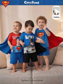 SUPERMAN X Cozy Pixies 6件套男婴图案圆领短袖套头衫和披肩 - 彩色 - 查看 2