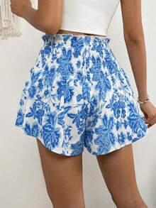 Breezaya Women's Summer Beach Vacation Floral Print Drawstring Waist Loose Culottes - Multicolor - View 2