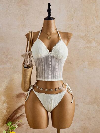Bellisia Bộ bikini hai mảnh dễ thương, ngọt ngào, chất liệu vải jacquard, thích hợp cho kỳ nghỉ hè hoặc đi biển, dành cho nữ.