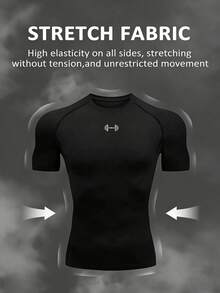 Manfinity Sport Corelite 2 chiếc áo thun thể thao nam mùa hè, kiểu dáng thường ngày, in họa tiết, tay ngắn raglan, ôm dáng, màu đen. - màu đen - Xem 3