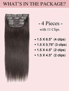 夹式接发，真人发，8-20英寸，女士专用，隐形直发无缝夹式接发，4片双层缝制，#2 - S2 - 查看 3