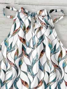 SHEIN LUNE 波西米亚风优雅白绿几何印花露背吊带背心 - 夏季度假上衣，适合海滩、邮轮、音乐节、演唱会、婚礼宾客、城市旅行、海岛度假及乡村音乐活动 - 彩色 - 查看 6