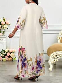 SHEIN Lady Váy Maxi Nữ Họa Tiết Hoa Và Truyện Tranh Thường Ngày 2025 Mùa Xuân Và Mùa Hè Kiểu Dáng Mới Váy Cỡ Lớn - Nhiều màu - Xem 2