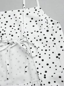 GlowEve Polka Point Satin Women's Backless Tie-Back Tank Top - White - View 5