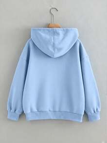 Resyla 女士天蓝色卫衣，纯色设计，优雅休闲，适合户外旅行穿着 - 淺藍色 - 查看 2