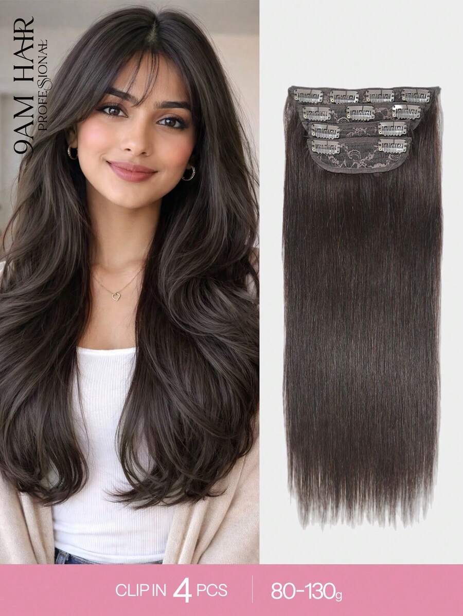 夹式接发，真人发，8-20英寸，女士专用，隐形直发无缝夹式接发，4片双层缝制，#2 - S2 - 查看 1