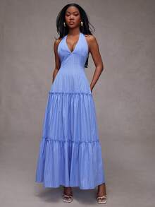 NYA SZN 露背吊带蕾丝长裙 - 綠色 - 查看 6