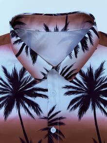 Surfspeed Men's Casual Coconut Tree Print Shirt And Shorts Beach Outfit - Brown - View 4