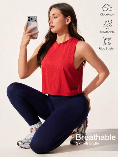 Core Rhythm Casual Solid Color Breathable Sports Tank Top, Summer