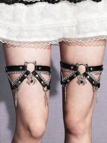 Black Cat Head Spider Cross Leg Ring