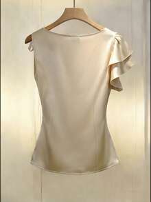 GlowEve Women's Woven Elegant And Fashionable Summer Blouse - Apricot - View 2
